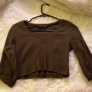 Olive green long sleeve crop